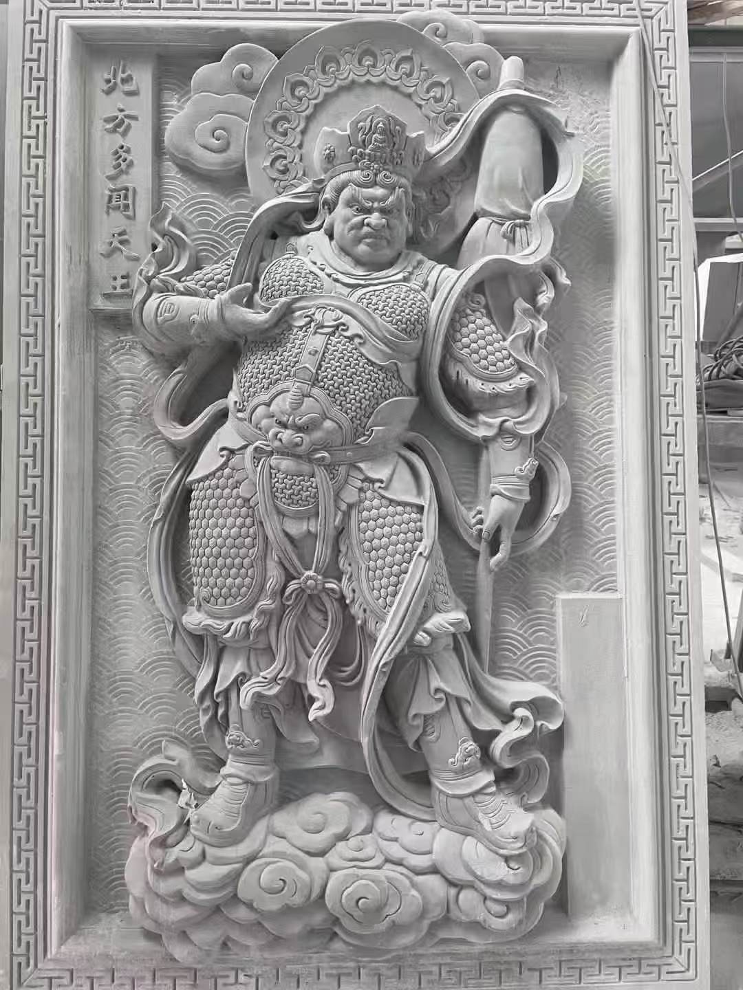 金昌 芝麻灰花岗岩人物雕刻——多闻天王