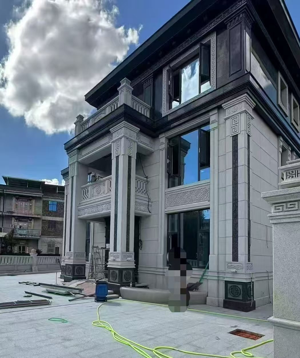 金昌 别墅干挂，芝麻白与芝麻黑完美配合